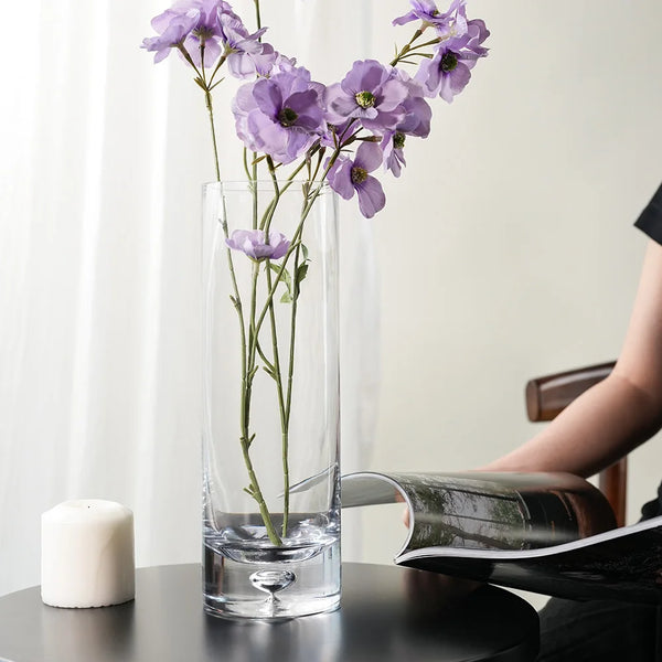 Tall Slim Glass Cylinder Vase for Table Decor