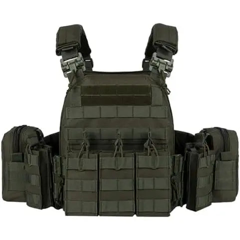 Tactical Vest Ceramic Armour Plates NIJ Level 3/4 with modular pockets and adjustable straps for enhanced protection.