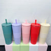 Colorful 24oz Double Wall Plastic Bubble Tea Tumblers in teal, lavender, pink, red, and cream.