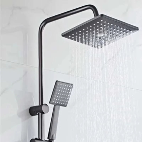 Brushed Thermostatic Square Rainfall Shower System with a modern design and dual hand shower features.