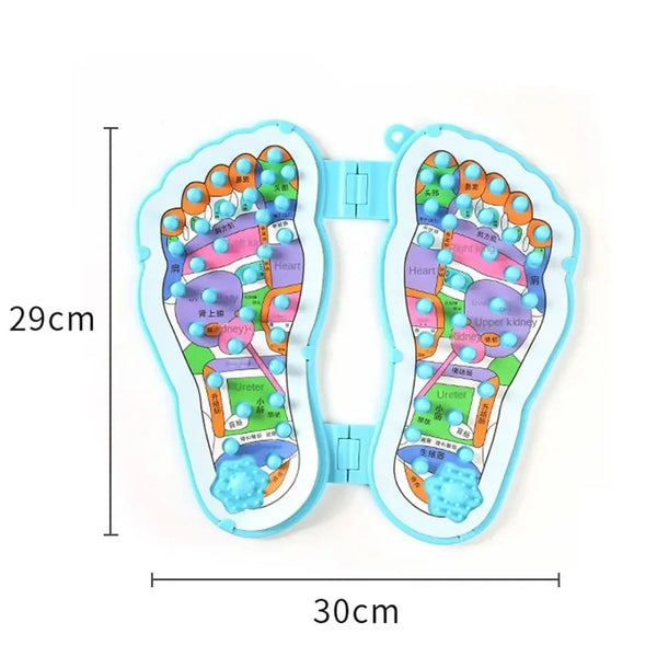 Acupressure Foot Massage Mat diagram showing foot reflexology points and dimensions of 29cm x 30cm.