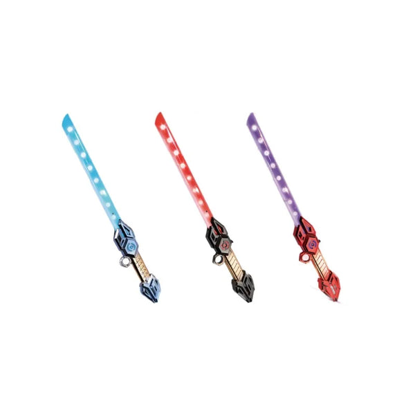 LED Motion-Activated Kids Light-Up Saber Toy in blue, red, and purple colors for imaginative play adventures