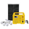 Portable Mini Solar Panel Kit with solar panel, battery pack, and LED bulbs for reliable outdoor power.