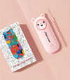 Portable 2-in-1 Electric Warmer Heater Device with cute bear design and colorful packaging.