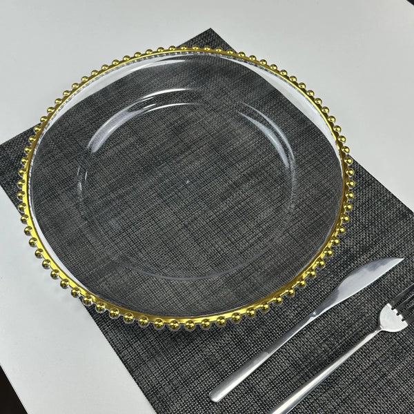Gold Beaded Plastic Decorative Plate