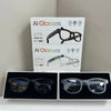 AI Camera Sunglasses with HD Video Recording showcased with packaging and two styles of glasses.