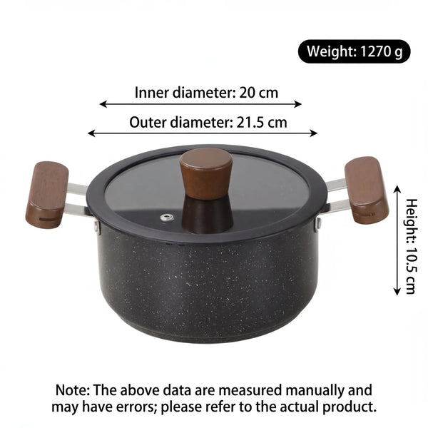 Black Stainless Steel Double Bottom Cookware with Glass Lids