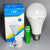 20W Rechargeable Emergency LED Bulb next to packaging and a battery for reliable lighting during outages.