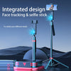 Extendable Stainless Steel Selfie Stick featuring integrated design and face tracking functionality.