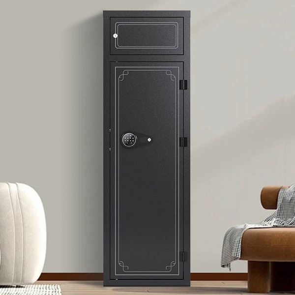 Electronic Combination Lock Safe Box standing against a wall in a modern interior, showcasing its secure and stylish design.