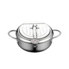 Household 304 Stainless Steel Frying Pan with Thermometer featuring a built-in thermometer for precise cooking.