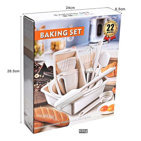 Non-Stick Silicone Kitchen Utensils Set in a professional baking set packaging.