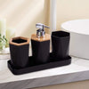 6-Piece Eco Friendly Kitchen Set featuring stylish black and wooden utensils and containers in a modern kitchen setting.