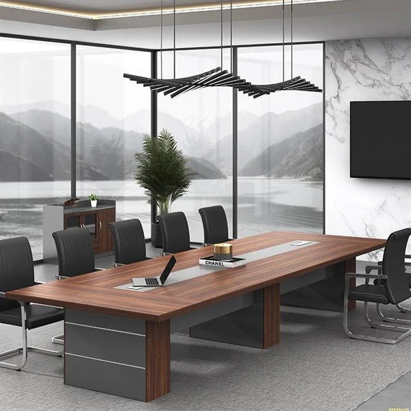 Modern Simple Office Furniture Large Staff Desk in a stylish office setting with panoramic views.