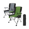 Two Horseshoe Portable Folding Outdoor Chairs in gray and green colors, lightweight and ideal for camping or outdoor activities.