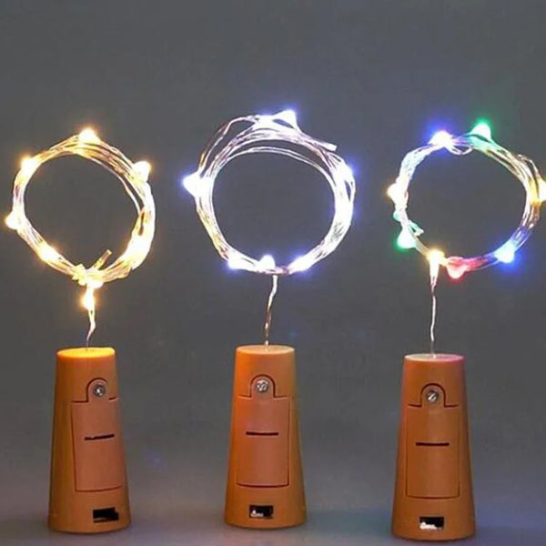Cork Bottle Light LED Bar with colorful lights creating ambient decoration for parties and events.