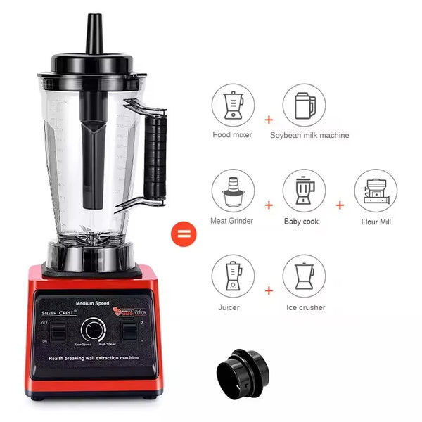 Multifunctional Professional Blender showcasing various functions like food mixing and ice crushing.