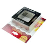 3 Piece Stainless Steel Heart Shape Cookie Cutter Set packaging featuring clear container and black tray.