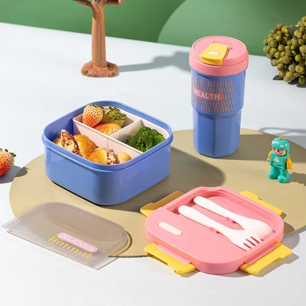 3-Compartment Bento Lunch Box and Cup