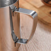 Silver Coffee Latte and Milk Frothing Pitcher 350ML handle detail for precise pouring and frothing.