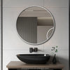Large Full Circle Black Metal Framed Wall Mirror