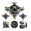 2.4G Wi-Fi Gravity Sensing Spray Fighter RC Airplane in various colors with accessories and packaging.