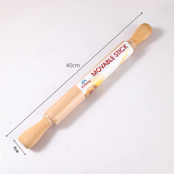 Wooden Rolling Pin with measuring dimensions, perfect for rolling dough for cookies and pastries.