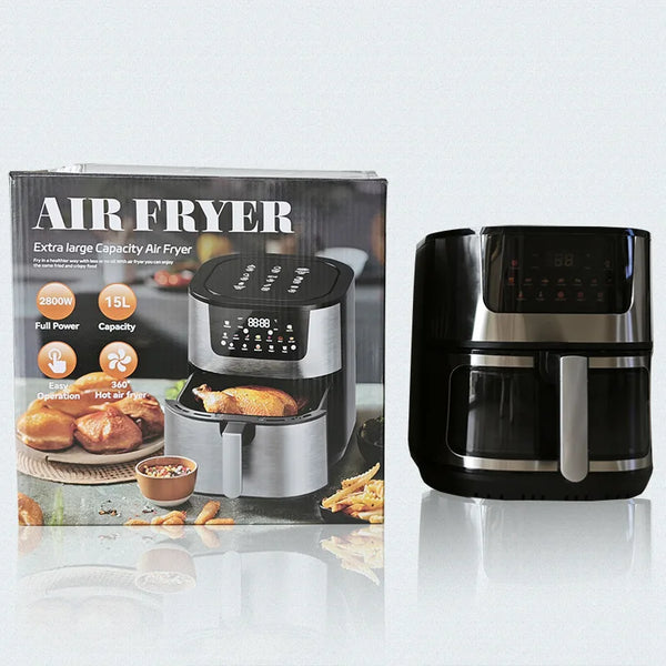 15-Liter Large-Capacity PBT Air Fryer with intuitive controls and sleek design.