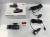 4K Dual UHD Front and Rear Dashcam with WiFi & GPS with accessories and packaging displayed on a flat surface.