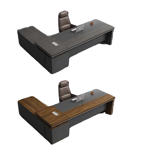 1.9m Modern Wooden Executive Office Desk showcasing two design options in a sophisticated workspace setting.