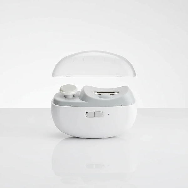 Home Use Automatic Electric Nail Clipper in a sleek design with a transparent lid, ideal for easy nail trimming.