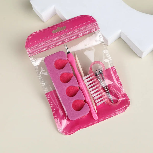 Portable Manicure 6-piece Set in a pink packaging with essential grooming tools for nail care.