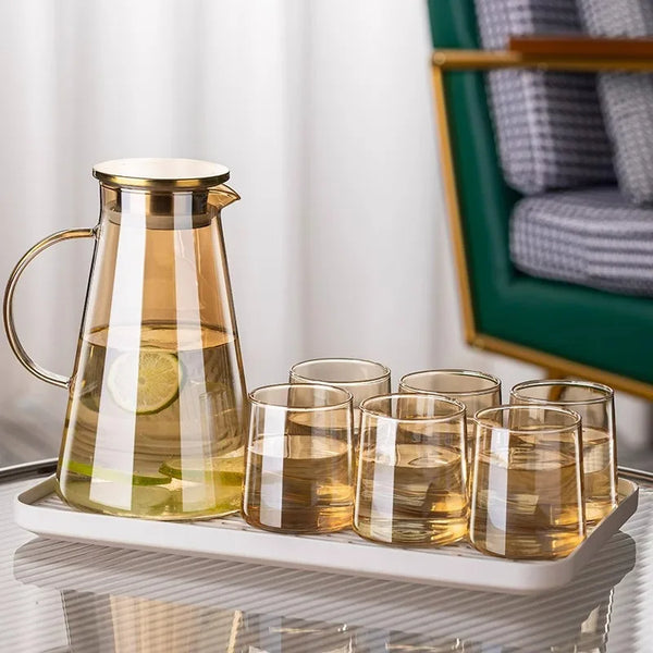 5 Piece Glass Tea Pitcher Set with Lid