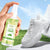 Shoe Deodorant Spray in hand next to a white sneaker on a grassy background, designed to eliminate shoe odors.