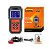 KW480 Full System OBD2 Diagnostic Scanner with accessories and user manual on display.