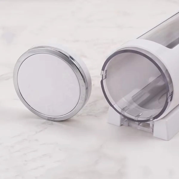 Automatic Foam Soap Dispenser components on a marble countertop, showcasing touch-free design elements.