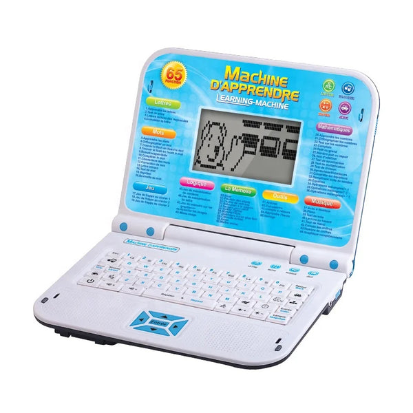 65 Functions Intelligent Kids Laptop Learning Machine Toy with interactive educational features and keyboard.