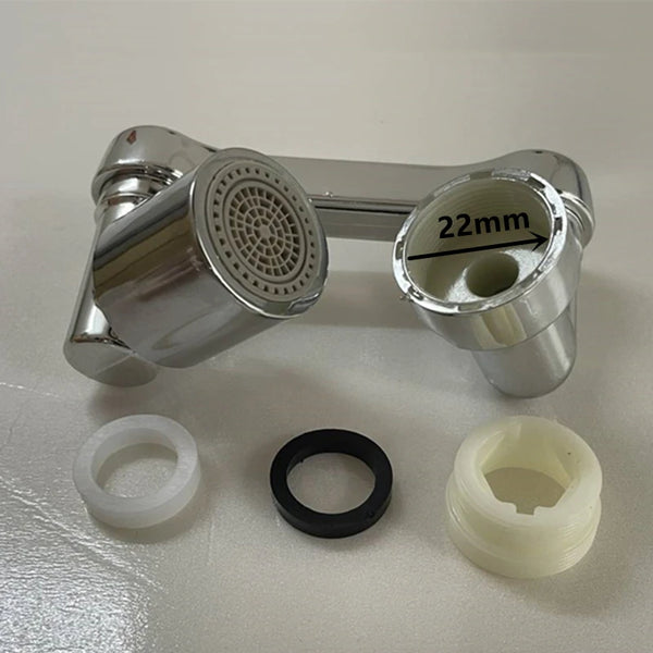 1080 Degrees Rotating Kitchen Water Saving Faucet parts including aerator and connectors.