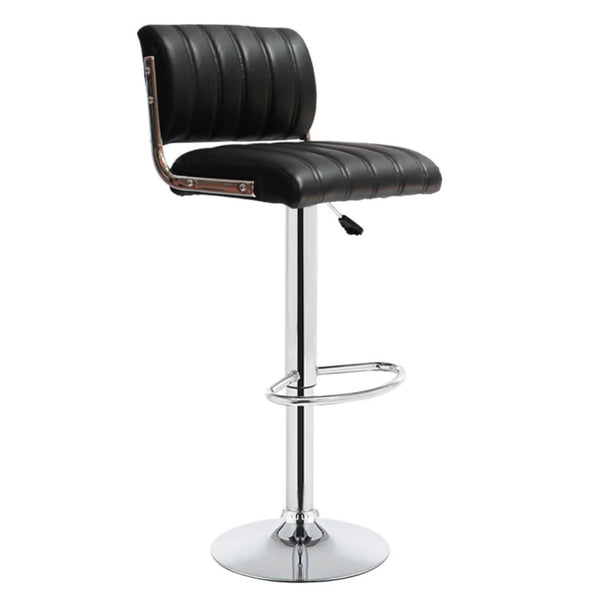 Adjustable Swivel Bar Stool with PU Leather Seat featuring a chrome base and a stylish design.