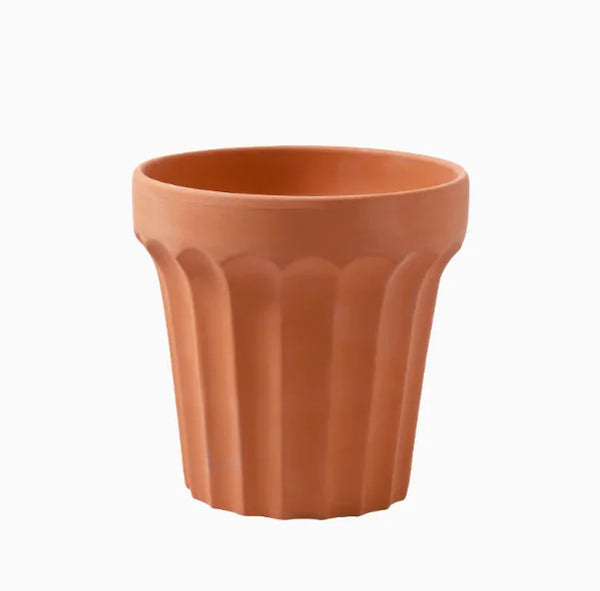Wide Edge Striped Garden Style Magnesia Plant Pot
