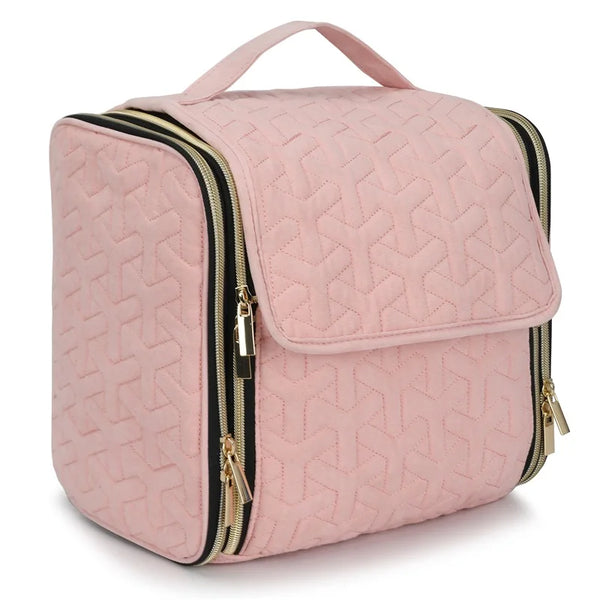 Quilted Water-Resistant Hanging Makeup Bag