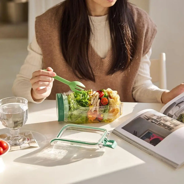 Glass Salad Jar Meal Prep Container with Lid