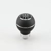 Universal 5-Speed Leather Gear Shift Knob with chrome base and textured grip for precise shifting.
