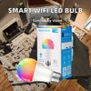 WIFI Smart LED Light Bulb A19 9W E26 110V-220V Voice Control displayed in a modern living room setting.