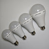 Four sizes of 20W Rechargeable Emergency LED Bulb arranged for comparison on a white background.