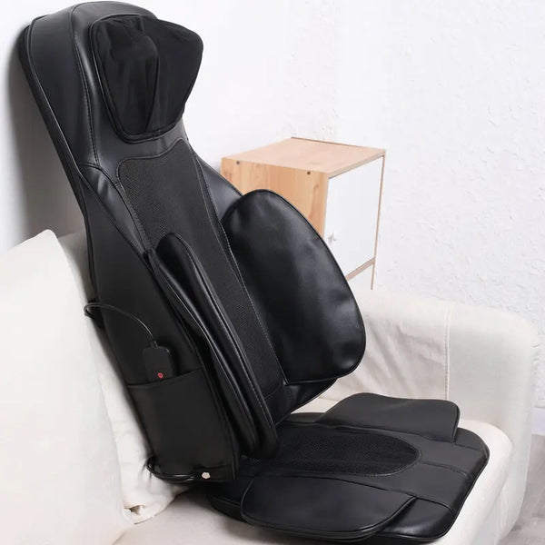 USB Rechargeable Massage Cushion positioned on a couch, designed for neck and back relaxation.