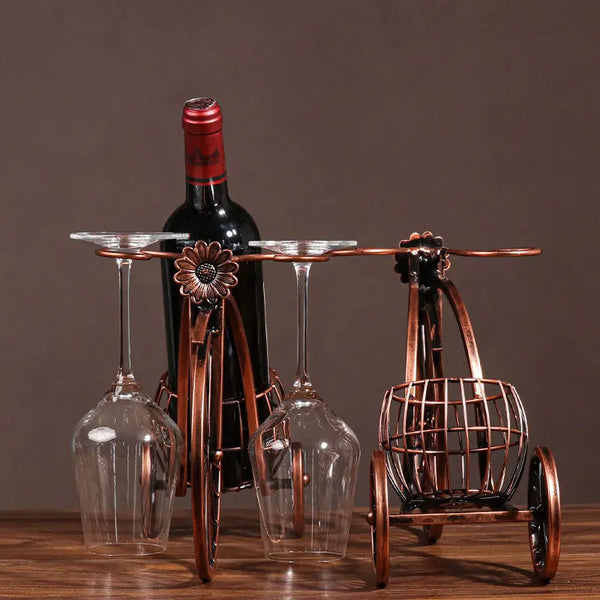 Retro Bicycle Wine Glass Holder and Fruit Basket Display Rack
