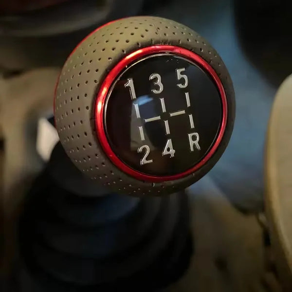 Universal 5-Speed Leather Gear Shift Knob with smooth grip and clear gear pattern.