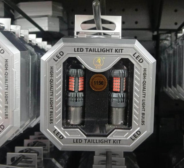 High-Power LED Taillight Upgrade Kit packaging showing bright LED bulbs for improved vehicle visibility.