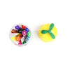 High-Quality Custom Art Glass Jar filled with colorful markers with a yellow lid shaped like a fruit.